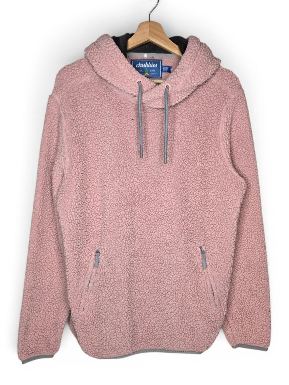 Chubbies‎ Pink Sherpa Hooded Pullover Sweater Womens Warm Long Sleeve M